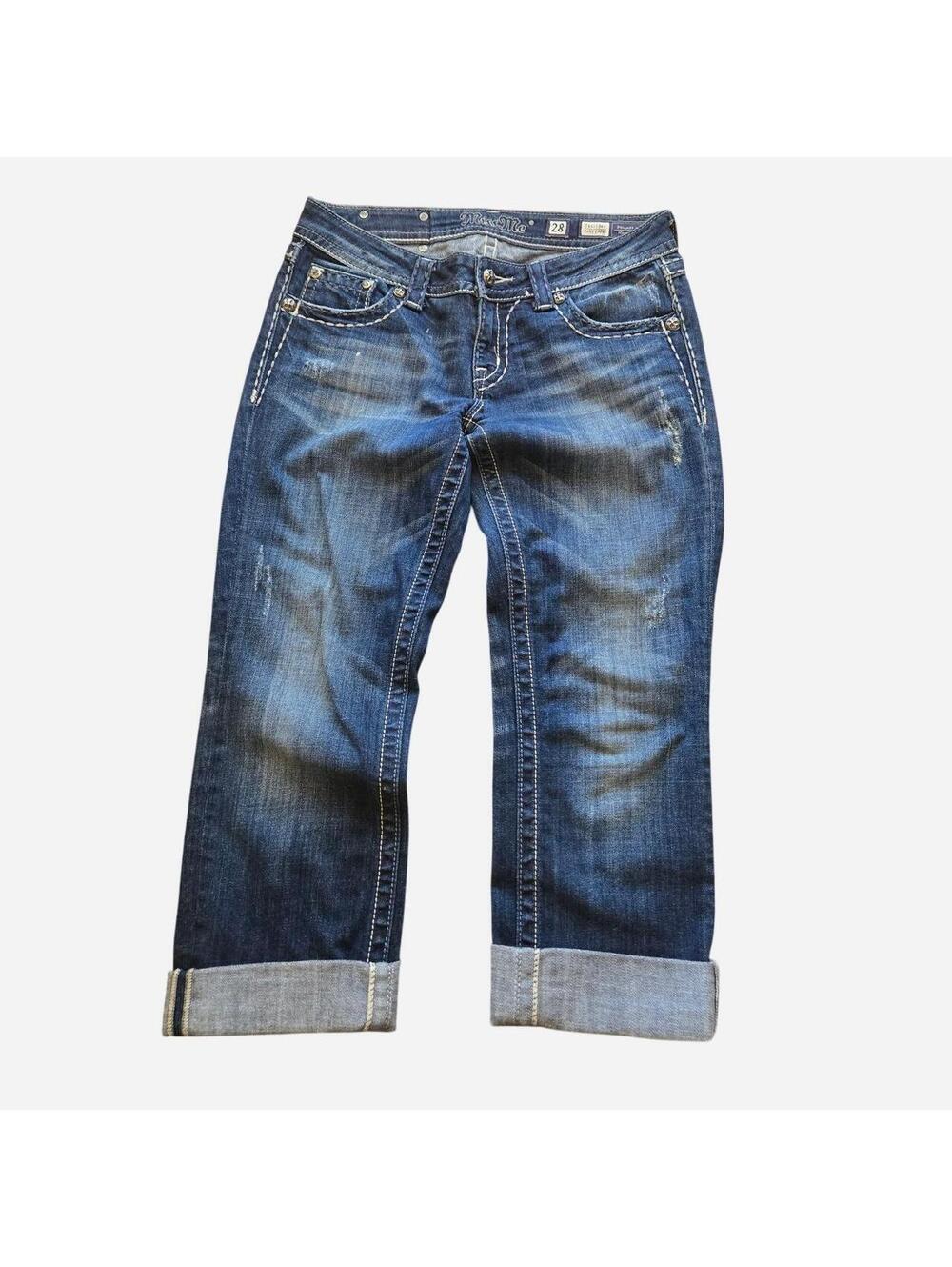 Miss Me Capri lowrise denim jeans with bling